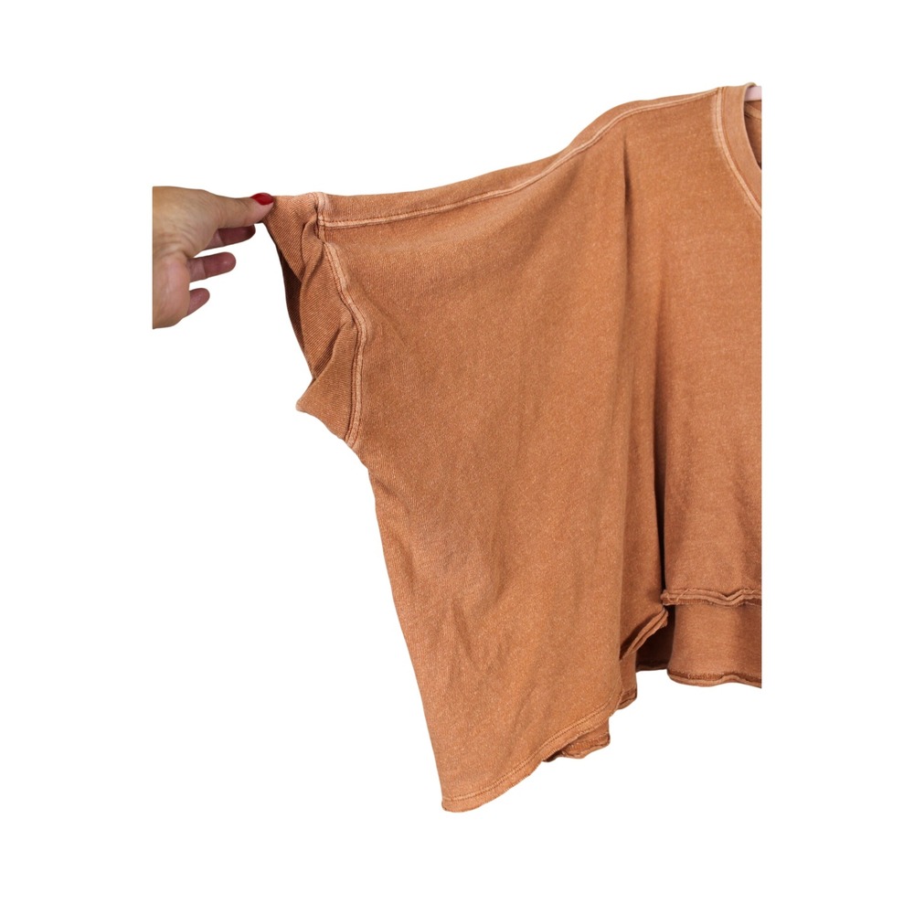 Free People We The Free Grunge Indie Sleaze Boxy Brown Cropped CC Tee Shirt XS - Picture 4 of 11